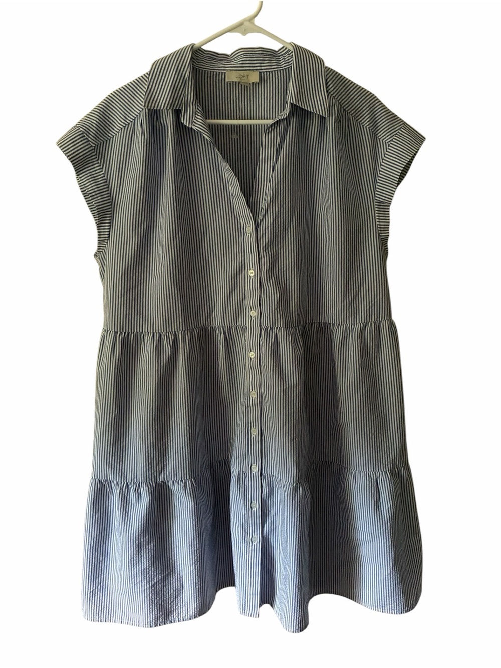 NWOT LOFT Outlet Striped Shirt Dress – Size Large – Blue/White